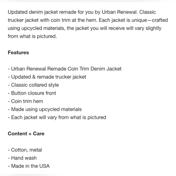 UO Urban Renewal Remade Coin Trim Denim Jacket S/M *EACH ONE IS UNIQUE* - Picture 7 of 15